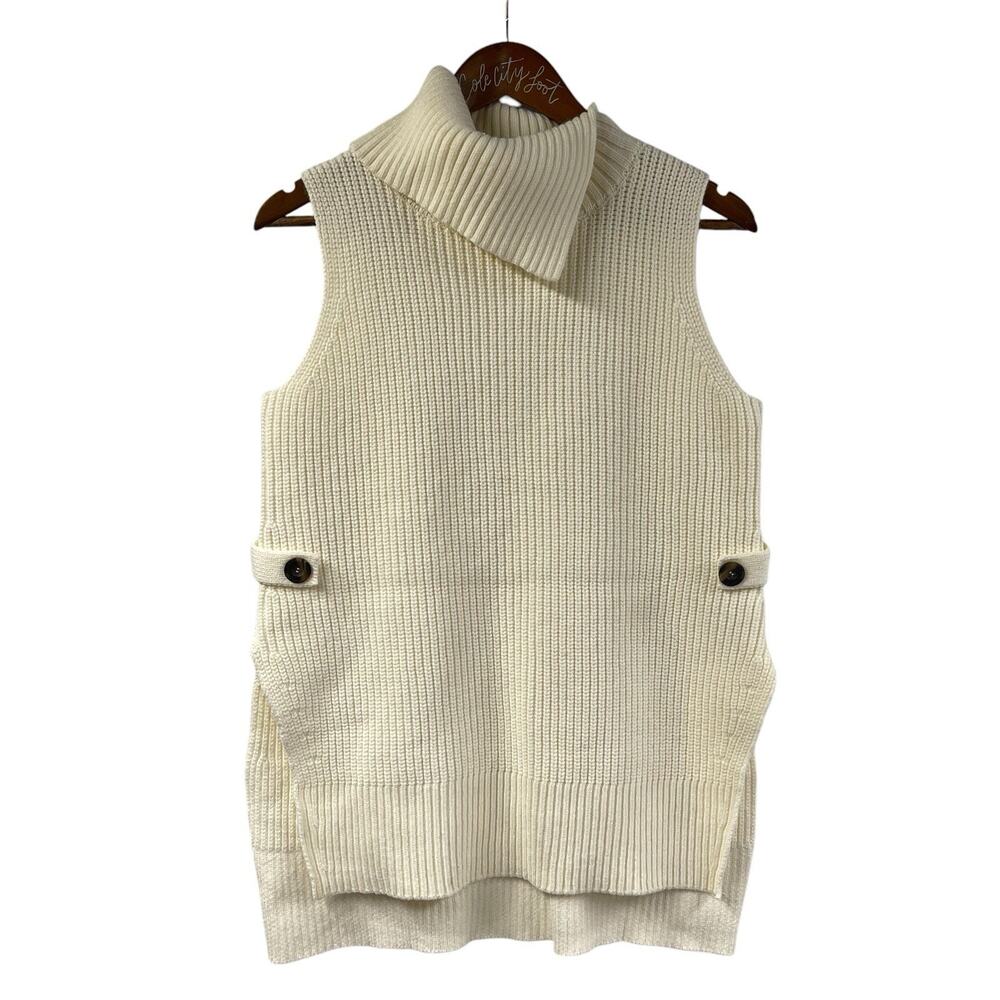 by Anthropologie Alexia Tunic Sweater Top Ivory Sleeveless Small Knitted